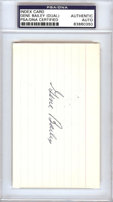 Gene Bailey Autographed 3x5 Index Card Boston Braves, Philadelphia A's Signed Twice PSA/DNA #83860350