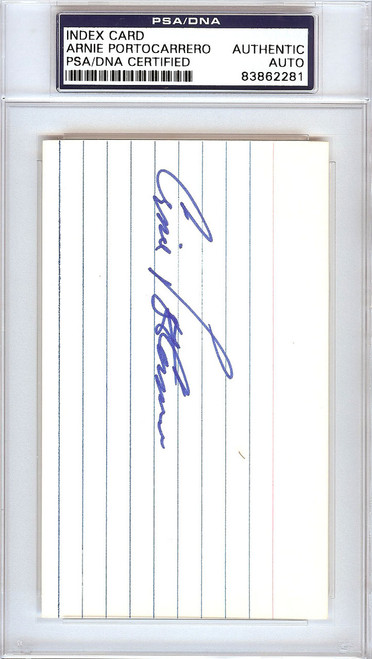 Arnie Portocarrero Autographed 3x5 Index Card Philadelphia A's PSA/DNA #83862281