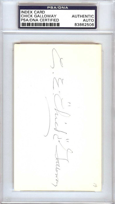 Clarence Edward C.E. "Chick" Galloway Autographed 3x5 Index Card Detroit Tigers, Philadelphia A's PSA/DNA #83862506