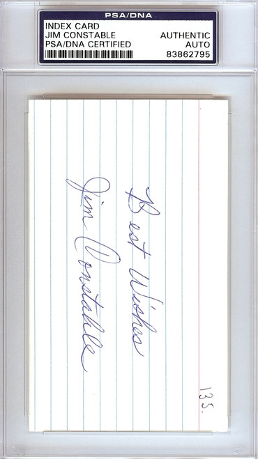 Jim Constable Autographed 3x5 Index Card New York Giants PSA/DNA #83862795