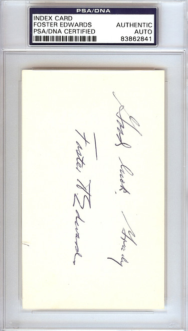 Foster H. Edwards Autographed 3x5 Index Card New York Yankees "To Grady" PSA/DNA #83862841