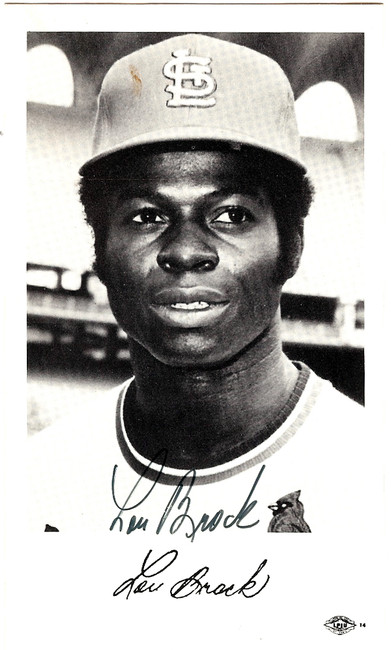 Lou Brock Autographed 3.5x5.5 Postcard St. Louis Cardinals SKU #106095