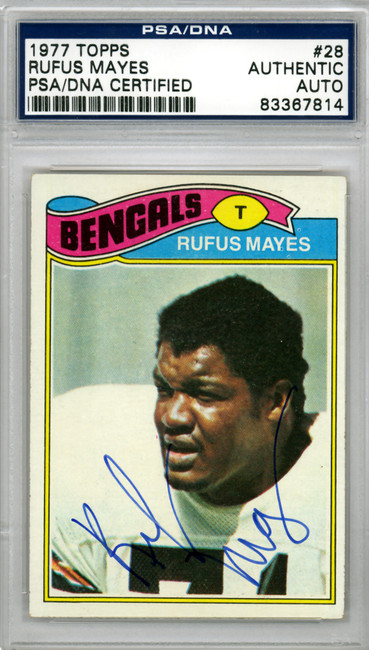 Rufus Mayes Autographed 1977 Topps Card #28 Cincinnati Bengals PSA/DNA #83367814