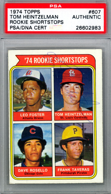 Tom Heintzelman Autographed 1974 Topps Rookie Card #607 St. Louis Cardinals PSA/DNA #26602983