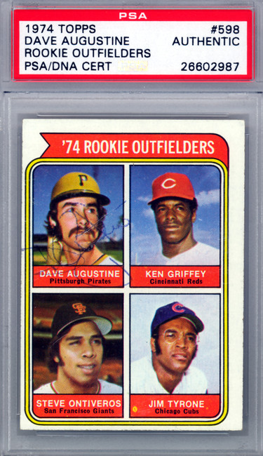 Dave Augustine Autographed 1974 Topps Rookie Card #598 Pittsburgh Pirates PSA/DNA #26602987