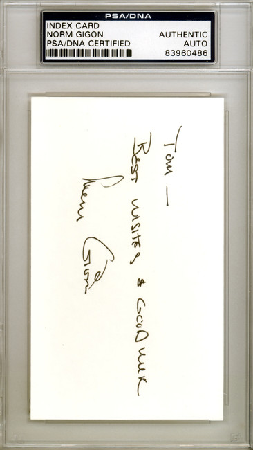 Norm Gigon Autographed 3x5 Index Card Chicago Cubs PSA/DNA #83960486
