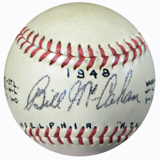 Bill McCahan Autographed Official AL Harridge Baseball Philadelphia A's Vintage Beckett BAS #B26644