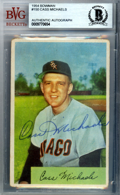 Cass Michaels Autographed 1954 Bowman Card #150 Chicago White Sox Beckett BAS #9770654