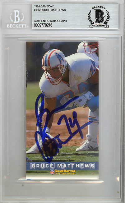 Bruce Matthews Autographed 1994 Fleer Gameday Card #166 Houston Oilers Beckett BAS #9770276