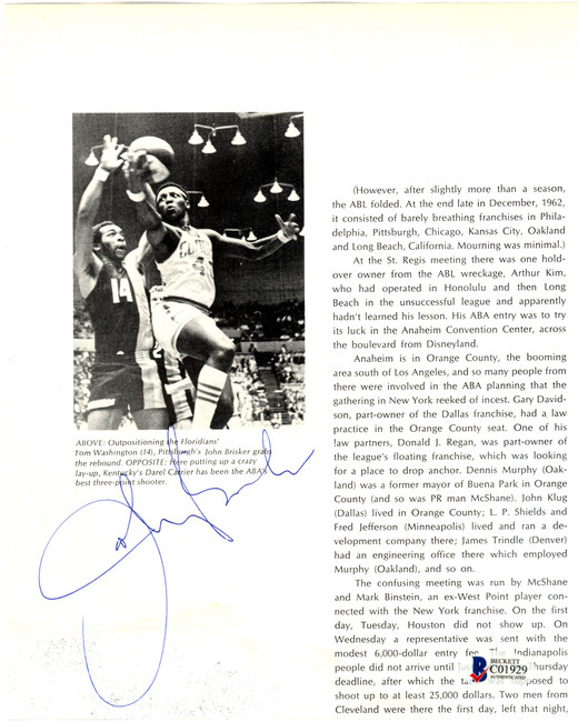 John Brisker Autographed 7.5x9 Magazine Page Photo Pittsburgh Condors Beckett BAS #C01929