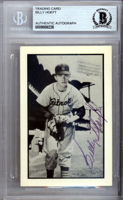 Billy Hoeft Autographed 1953 Bowman Reprint Card #18 Detroit Tigers Beckett BAS #9888226