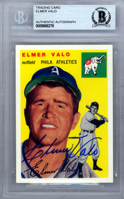 Elmer Valo Autographed 1954 Topps Archives Card #145 Philadelphia A's Beckett BAS #9888279