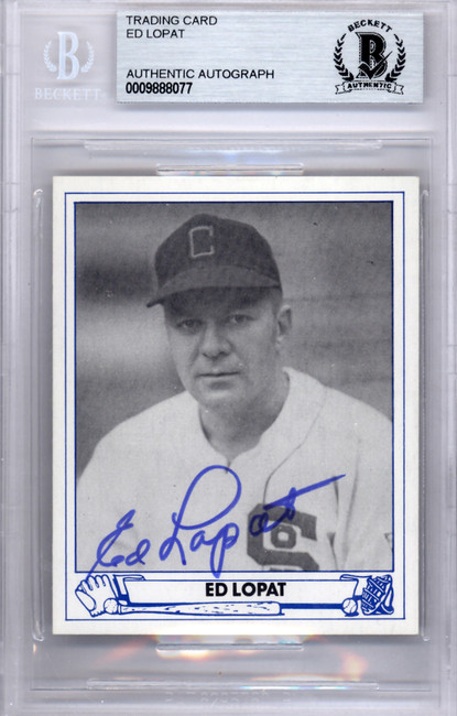 Ed Lopat Autographed 1983 1945 Play Ball Reprint Card #17 Chicago White Sox Beckett BAS #9888077