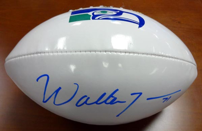 Walter Jones Autographed White Logo Football Seattle Seahawks MCS Holo Stock #72391