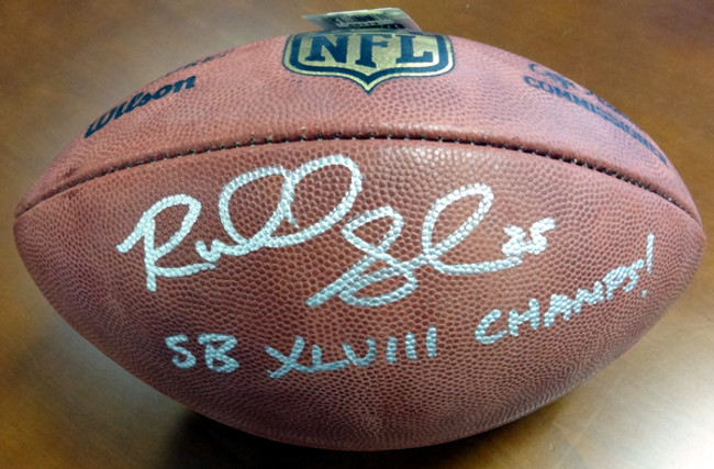 Richard Sherman Autographed Official NFL Leather Football Seattle Seahawks "SB XLVIII Champs!" RS Holo Stock #72435