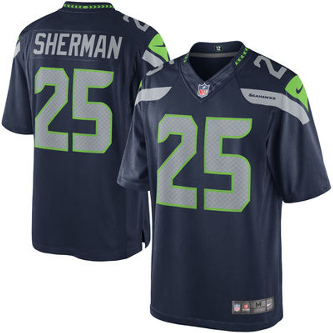 Richard Sherman Unsigned Seattle Seahawks Blue Nike Twill Jersey Size XXL Stock #99187