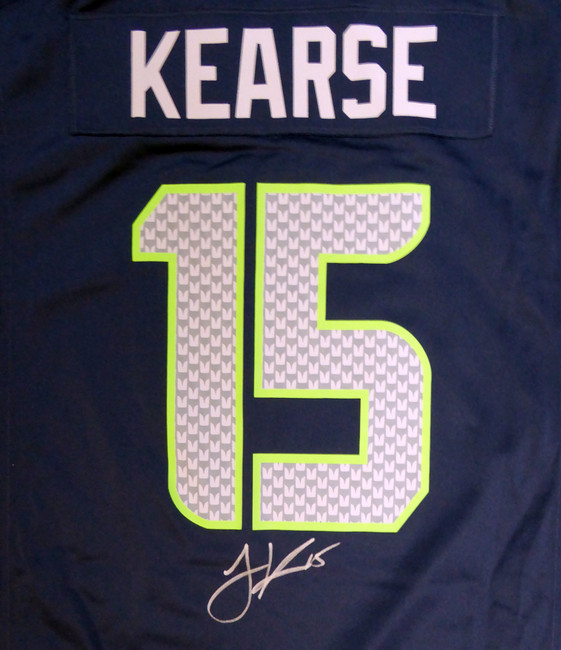 Seattle Seahawks Jermaine Kearse Autographed Blue Nike Jersey Size XL MCS Holo Stock #106264