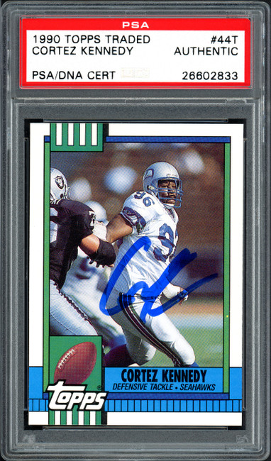 Cortez Kennedy Autographed 1990 Topps Traded Rookie Card #44T Seattle Seahawks PSA/DNA Stock #114593