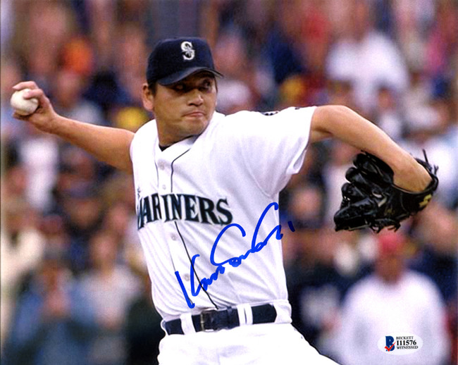 Kazuhiro Sasaki Autographed 8x10 Photo Seattle Mariners Beckett BAS Stock #115980