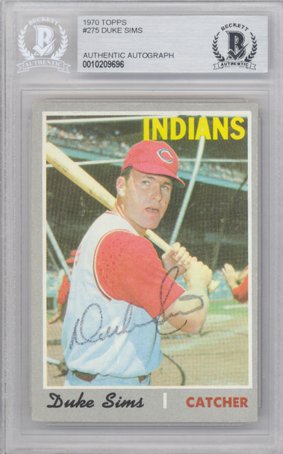 Duke Sims Autographed 1970 Topps Card #275 Cleveland Indians Beckett BAS #10209696