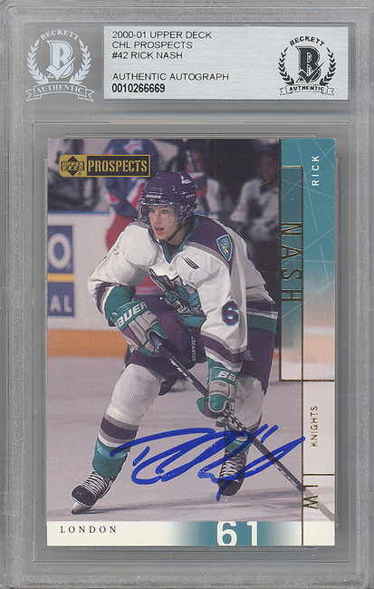 Rick Nash Autographed 2000-01 Upper Deck CHL Rookie Card #42 Beckett BAS #10266669