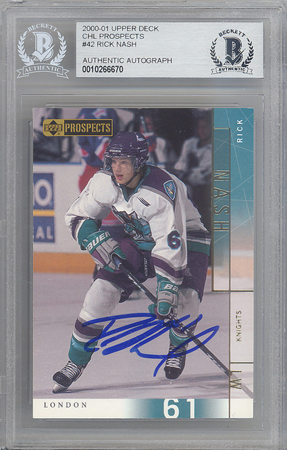 Rick Nash Autographed 2000-01 Upper Deck CHL Rookie Card #42 Beckett BAS #10266670