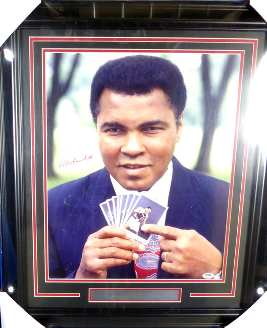Muhammad Ali Autographed Framed 16x20 Photo (Creased) PSA/DNA #Q02875