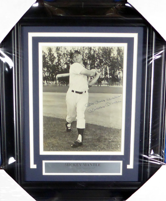 Mickey Mantle Autographed Framed 8x10 Photo New York Yankees "My Best Wishes" Vintage 1950's Signature (Creased) JSA #X74013