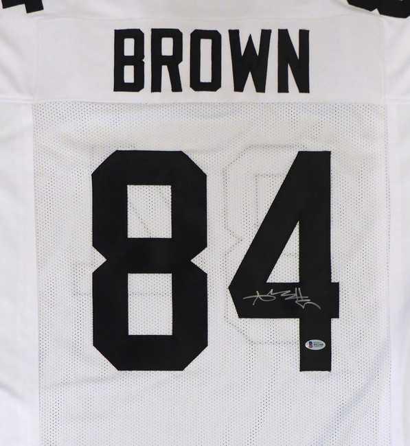 Pittsburgh Steelers Antonio Brown Autographed White Jersey Beckett BAS Stock #129841