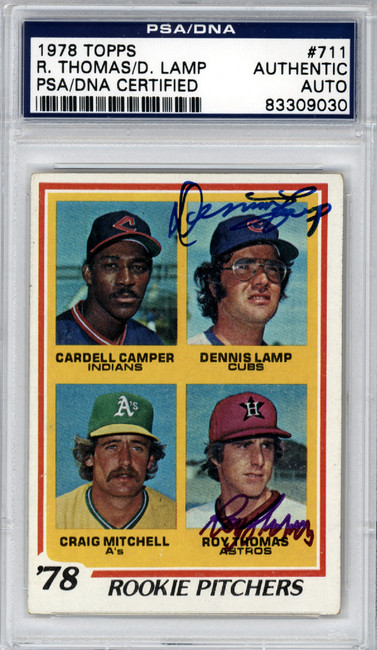 Roy Thomas & Dennis Lamp Autographed 1978 Topps Card #711 PSA/DNA #83309030