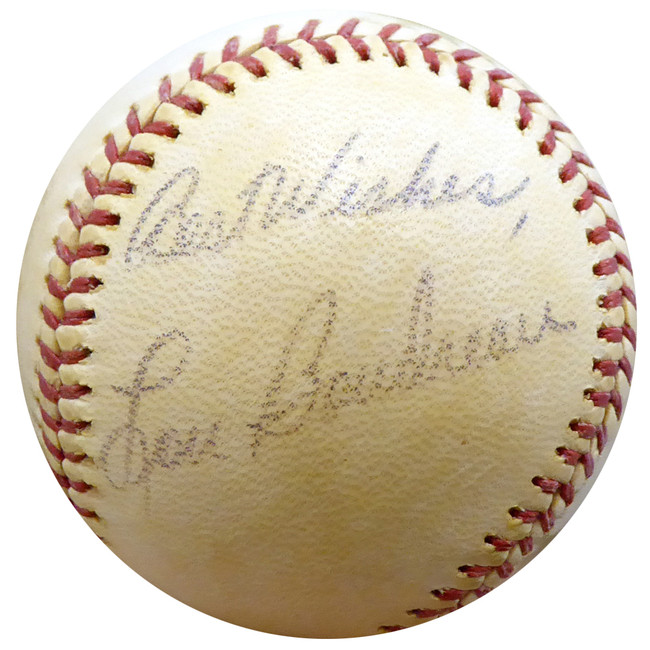 Lou Boudreau Autographed Official NL Baseball Cleveland Indians, Boston Red Sox "Best Wishes" Vintage Beckett BAS #E95550