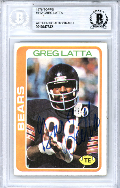 Greg Latta Autographed 1978 Topps Card #112 Chicago Bears Beckett BAS #10447342