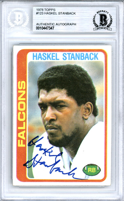 Haskel Stanback Autographed 1978 Topps Card #123 Atlanta Falcons Beckett BAS #10447347
