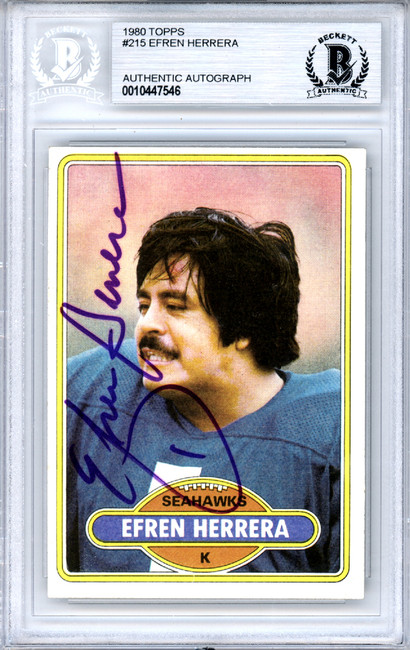 Effren Herrera Autographed 1980 Topps Card #215 Seattle Seahawks Beckett BAS #10447546