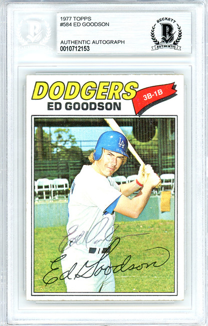 Ed Goodson Autographed 1977 Topps Card #584 Los Angeles Dodgers Beckett BAS #10712153
