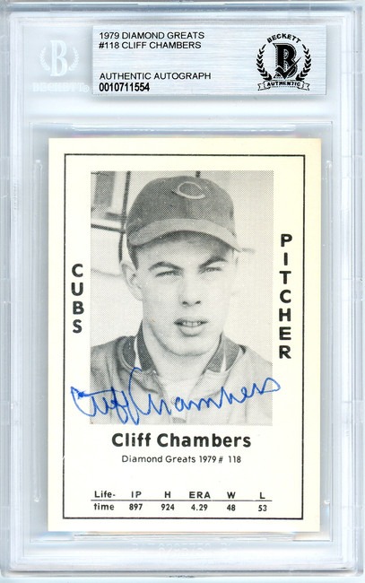 Cliff Chambers Autographed 1979 Diamond Greats Card #118 Chicago Cubs Beckett BAS #10711554