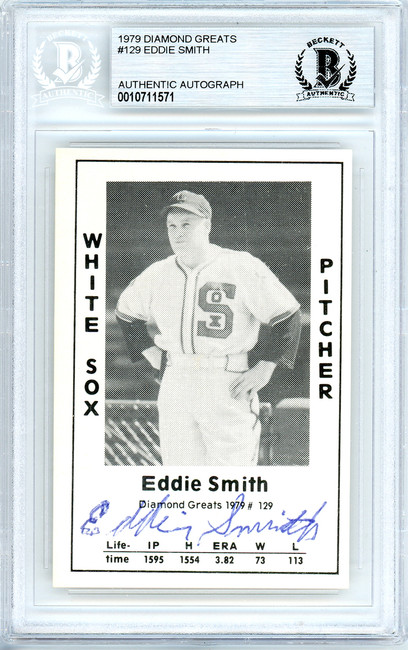 Eddie Smith Autographed 1979 Diamond Greats Card #129 Chicago White Sox Beckett BAS #10711571