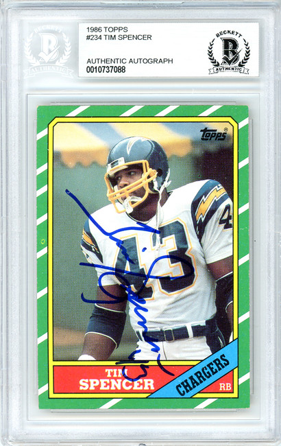 Tim Spencer Autographed 1986 Topps Rookie Card #234 San Diego Chargers Beckett BAS #10737088