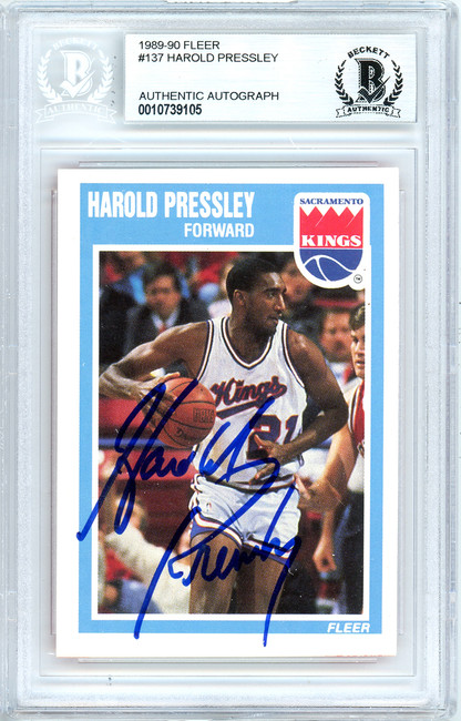 Harold Pressley Autographed 1989-90 Fleer Card #137 Sacramento Kings Beckett BAS #10739105