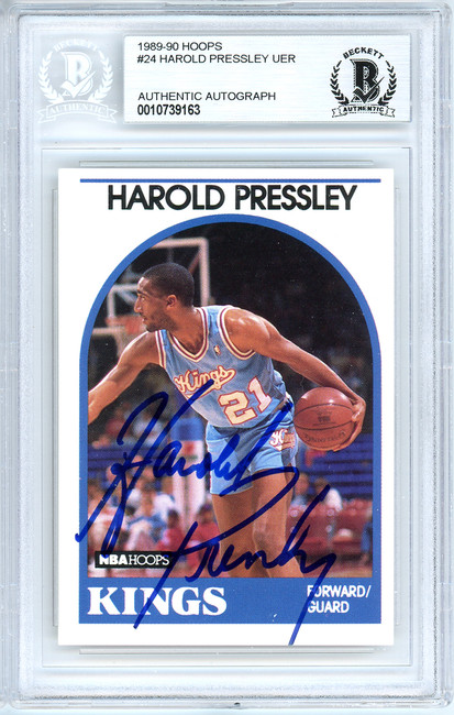 Harold Pressley Autographed 1989-90 Hoops Card #24 Sacramento Kings Beckett BAS #10739163
