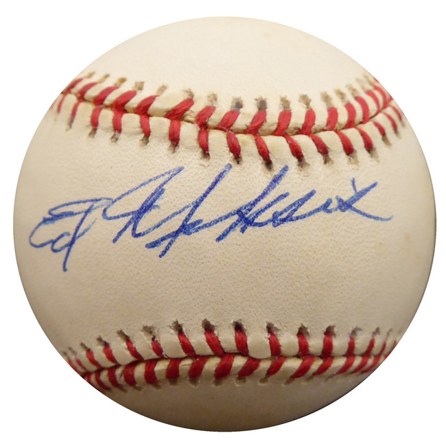 Ed Miksis Autographed Official NL Baseball Brooklyn Dodgers Beckett BAS #F27061