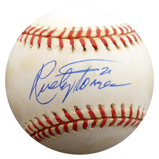 Rusty Torres Autographed Official AL Baseball Cleveland Indians, California Angels Beckett BAS #F27701