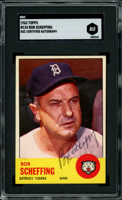 Bob Scheffing Autographed 1963 Topps Card #134 Detroit Tigers SGC #AU1002943