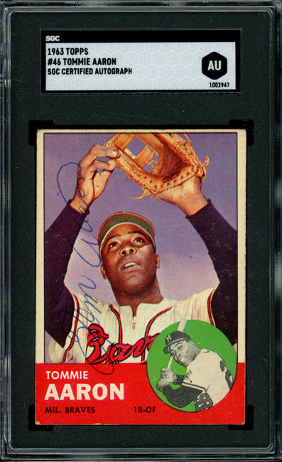 Tommie Aaron Autographed 1963 Topps Card #46 Milwaukee Braves SGC #AU1002947