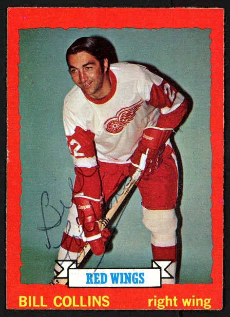 Bill Collins Autographed 1973-74 Topps Card #158 Detroit Red Wings SKU #149988