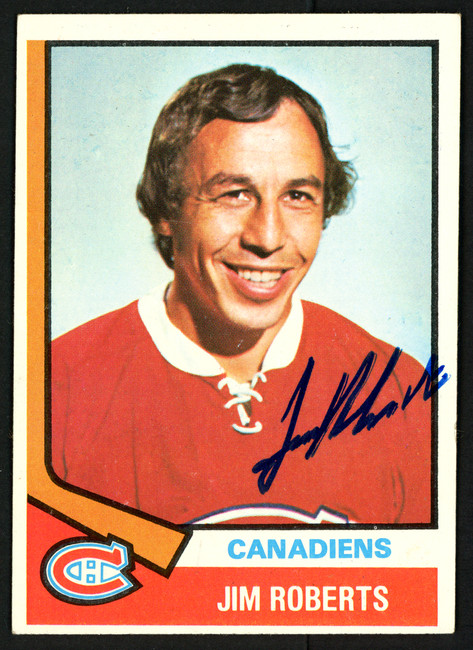 Jim Roberts Autographed 1974-75 Topps Card #78 Montreal Canadiens SKU #150080