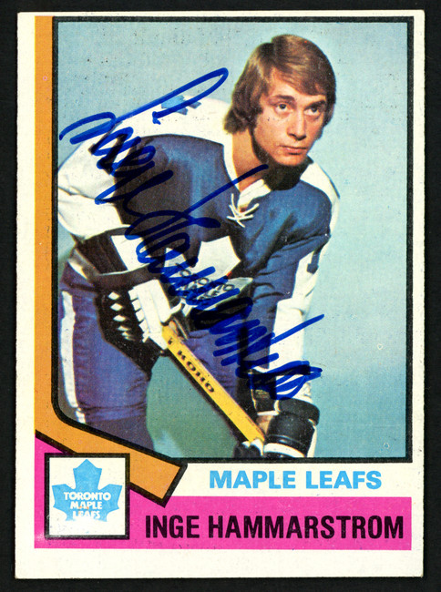 Inge Hammarstrom Autographed 1974-75 Topps Rookie Card #88 Toronto Maple Leafs SKU #150085