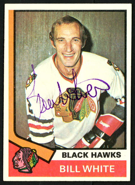 Bill White Autographed 1974-75 Topps Card #90 Chicago Blackhawks SKU #150089