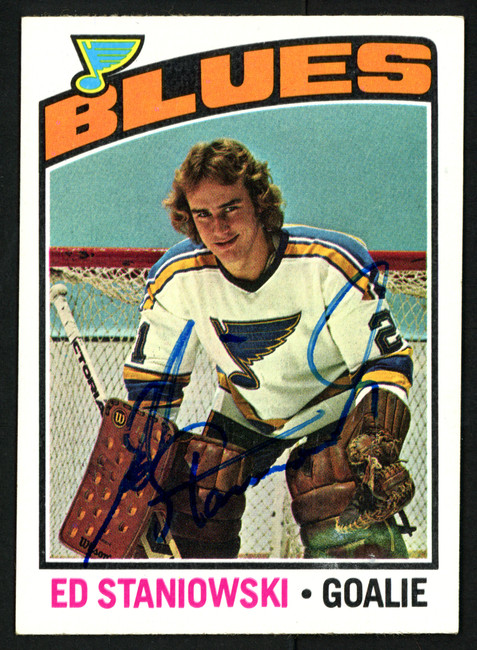 Ed Staniowski Autographed 1976-77 Topps Rookie Card #104 St. Louis Blues SKU #150182