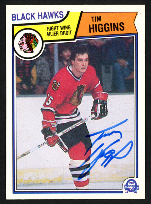 Tim Higgins Autographed 1983-84 O-Pee-Chee Card #104 Chicago Blackhawks SKU #150217